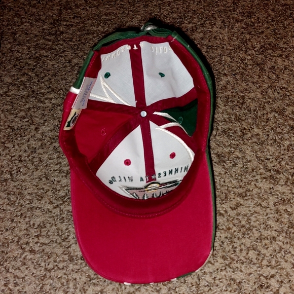 Vtg NHL Minnesota Wild Embroidered Red Green Cream Strapback Hat OS - Picture 8 of 10